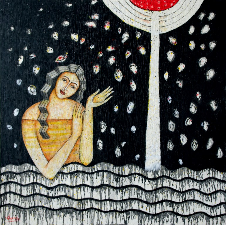 nature, woman, Tree of Life, Acrylic on canvas, painting, Sheena Bharathan